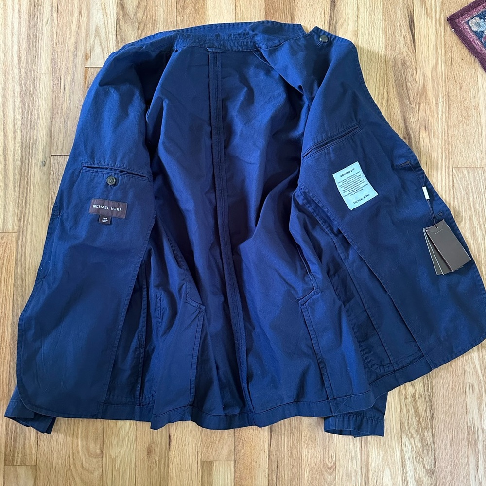Men's MICHAEL KORS Navy Blue Cotton + Jacket Blazer Tagged 38R NWT NEW WOW! - Picture 9 of 16